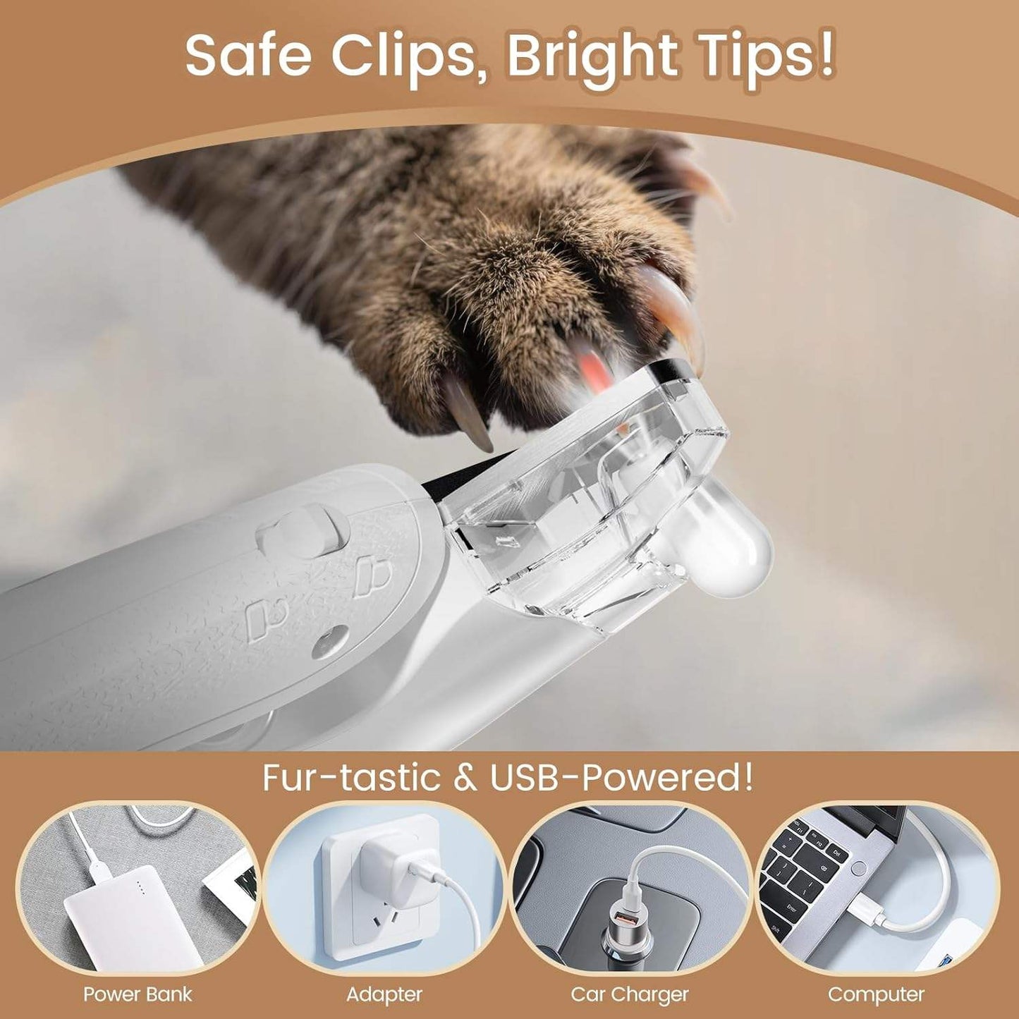 Cat and dog nail clippers with LED lights