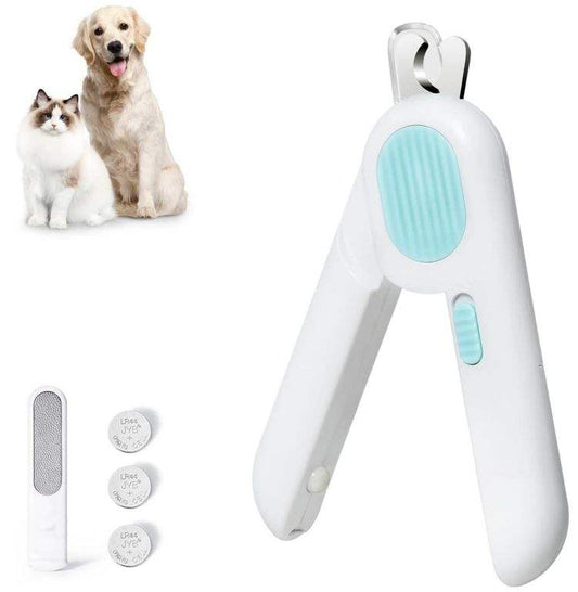 Pet nail trimmer with LED light and battery